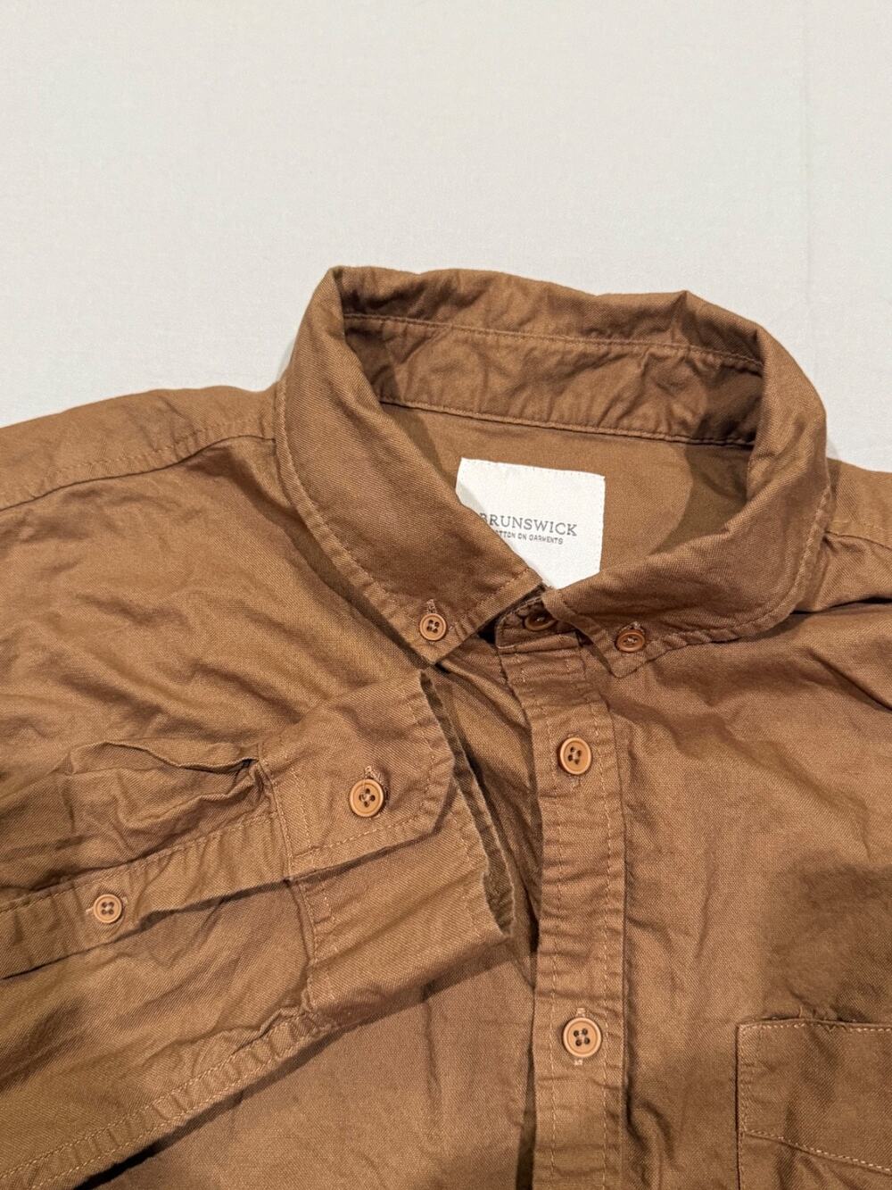 Brunswick Cotton On Mens L Brown Button Up Shirt Long Sleeve Casual